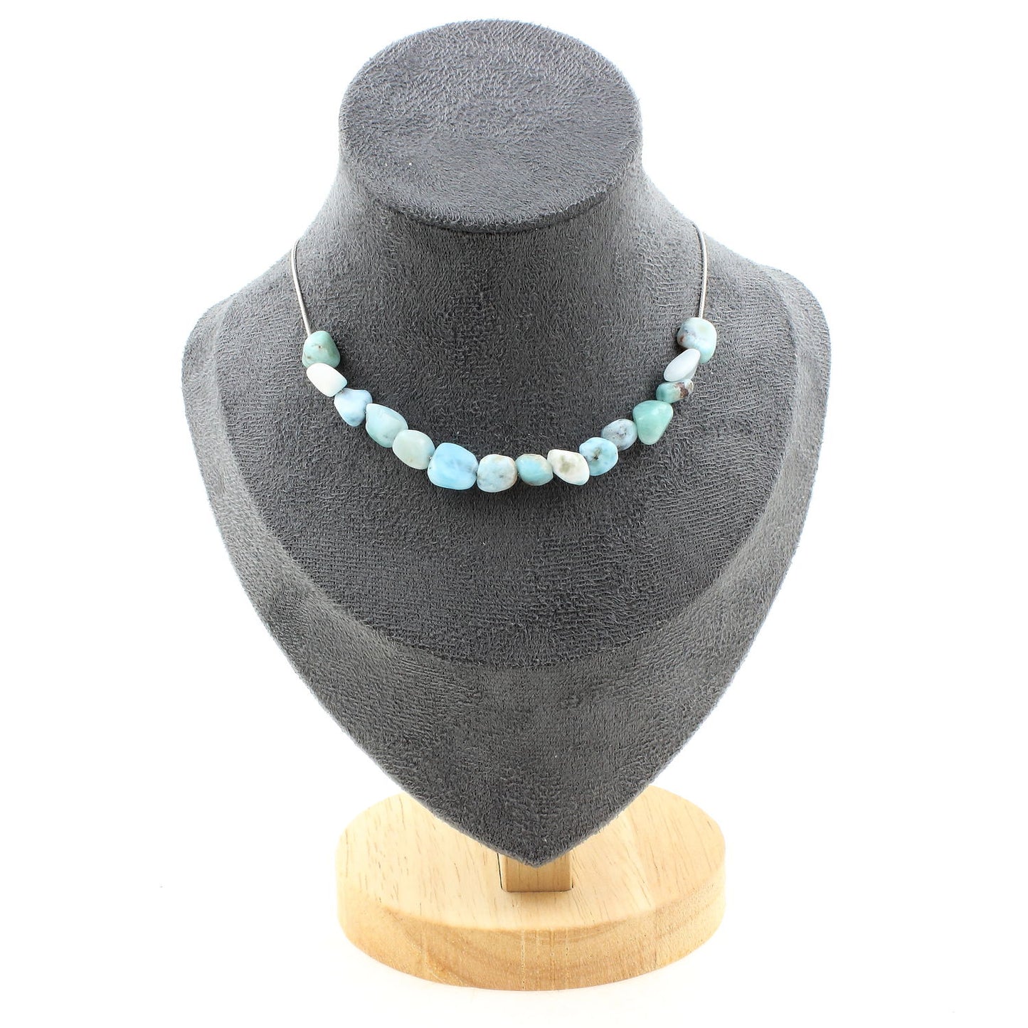 Ocean Whisper Necklace – 15 Larimar Beads