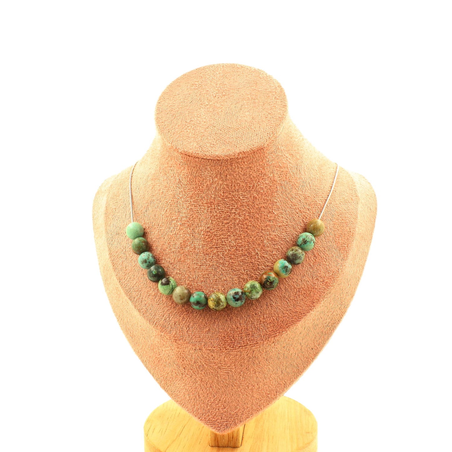 Chrysocolla 8mm Beaded Necklace – Harmony & Strength