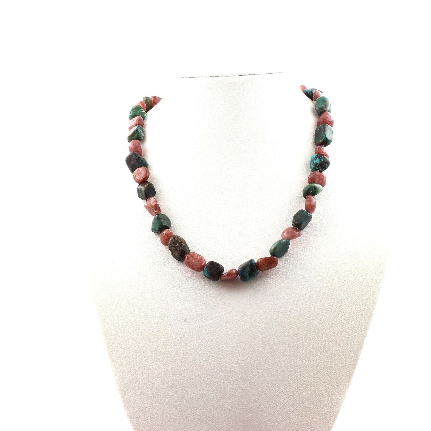 Chrysocolla & Ruby Necklace – A Harmony of Power & Elegance