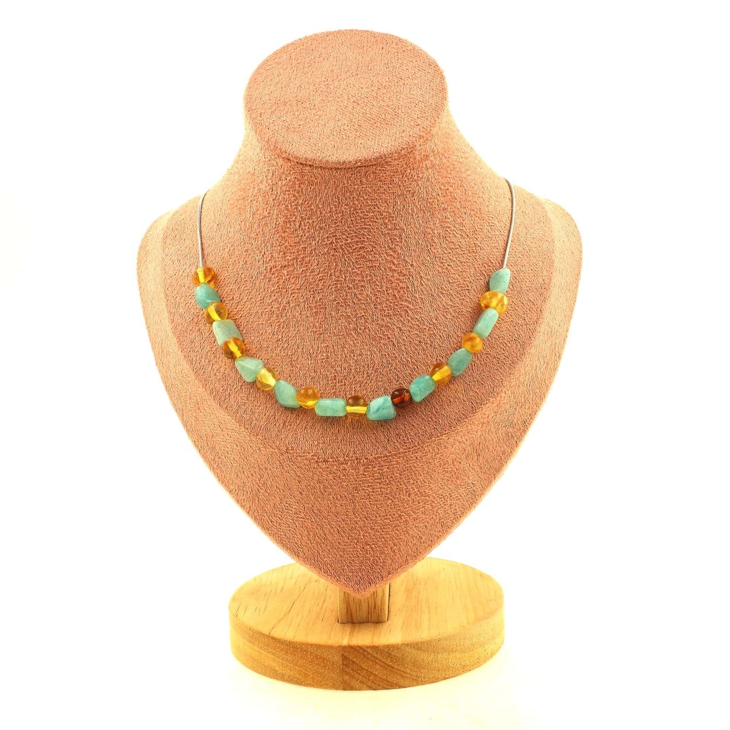 Golden Serenity Necklace – Genuine Baltic Sea Amber & Amazonite