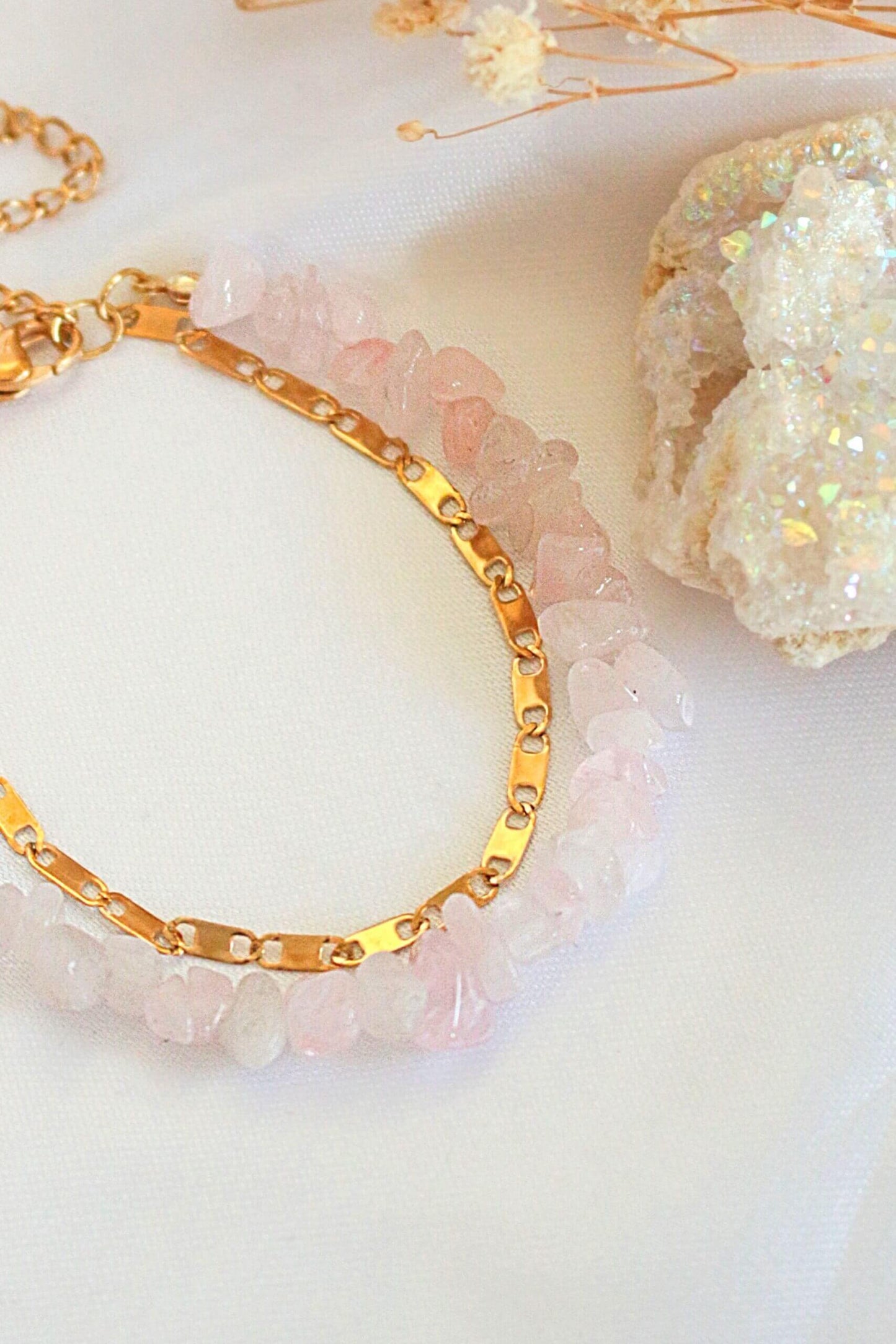 Rose Quartz & 24K Gold Double-Layered Bracelet – Elegance Meets Spiritual Energy