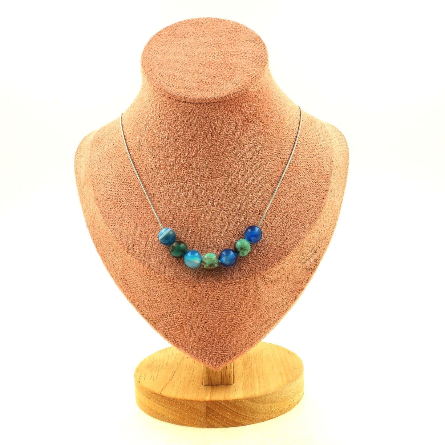 Celestial Flow Necklace – Chrysocolla & Blue Banded Agate