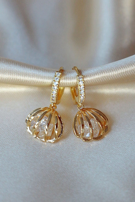 24K Gold-Plated Seashell Hoop Earrings – Elegant & Timeless Sparkle