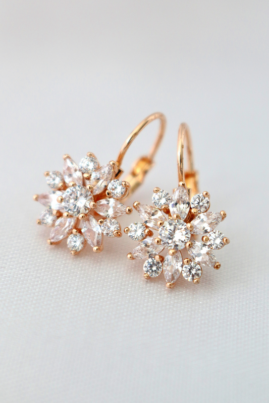 "Golden Bloom" – 18K Diamond Sunflower Huggie Earrings